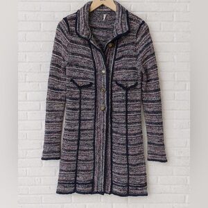 Free People Purple Tweed Cardigan Sweater Size Small